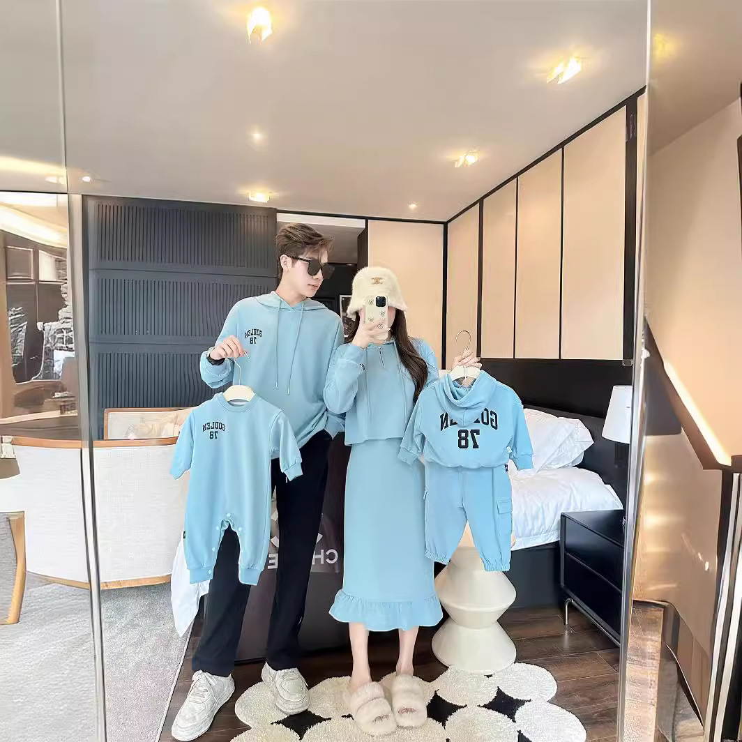 Mother-daughter Dresses Fall Outfits Family-of-three Sets photo 1
