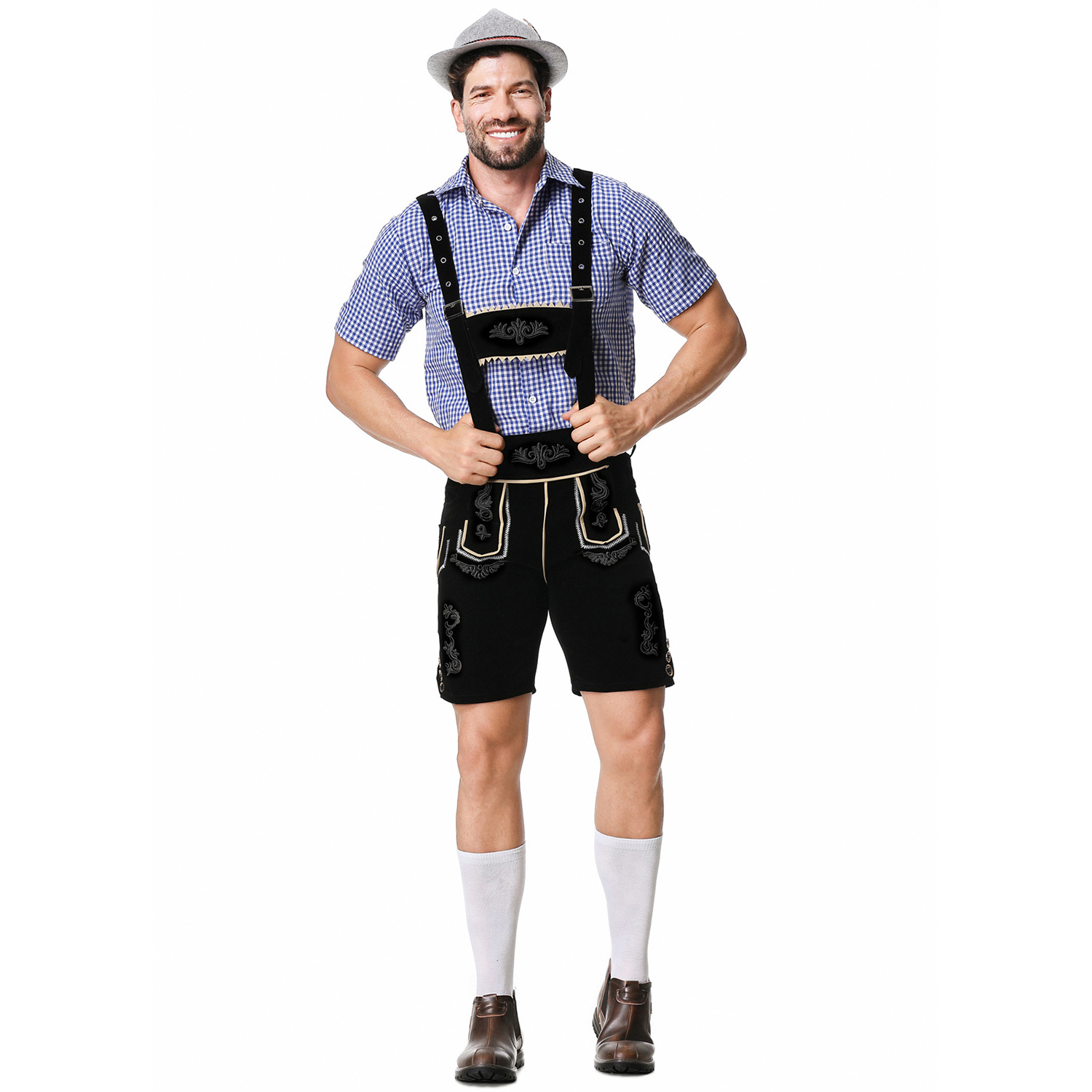 Embroidered Men's Beer-themed Overalls Set photo 6