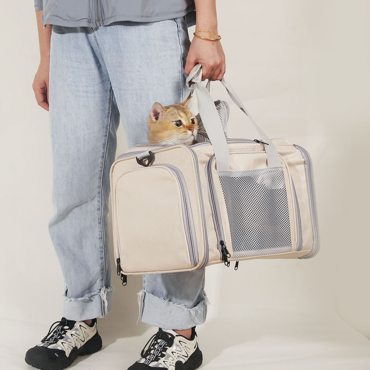 Portable Outdoor Cat Carrier, Summer Breathable Expandable Pet Bag, Lightweight Airline-approved Dog And Cat Travel Bag With Large Capacity photo 1