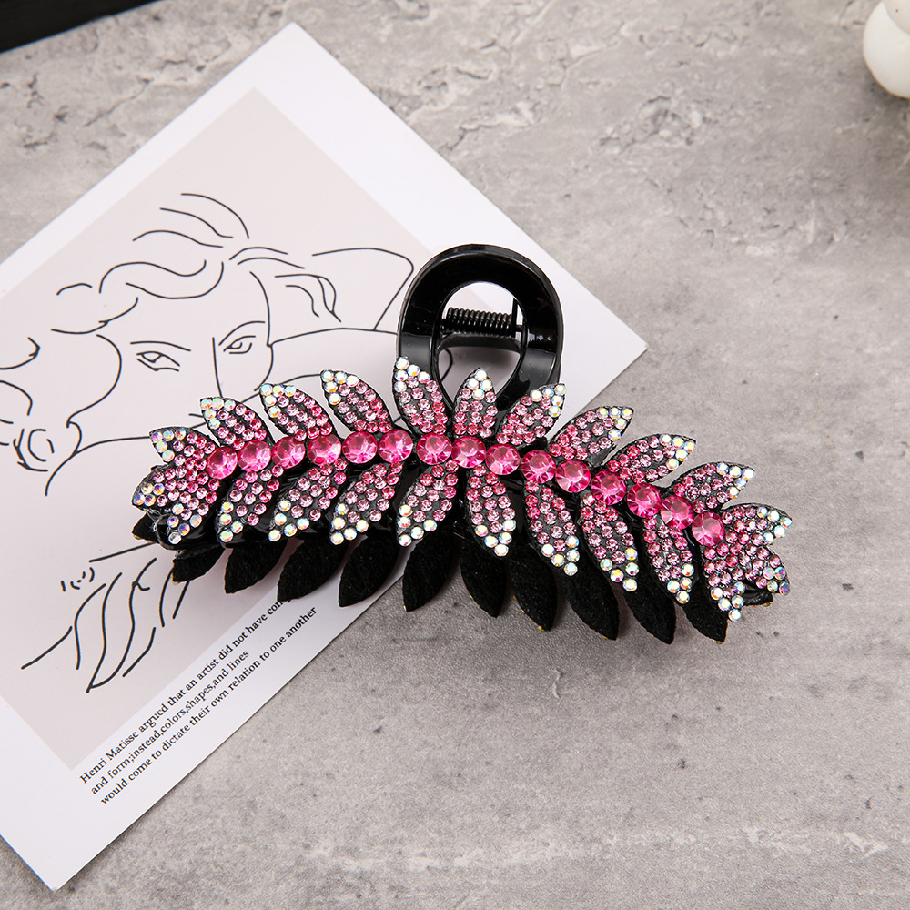 Full-rhinestone Fan-shaped Flower Shark Clip Hair Accessory photo 2