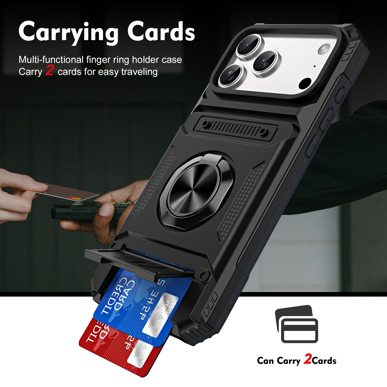 Metal-Plastic 2-in-1 Card-Slot Stand Phone Case photo 4