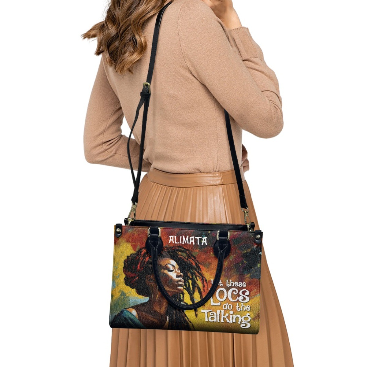 African Girl Butterfly Zipper Leather Handbag For Women photo 7