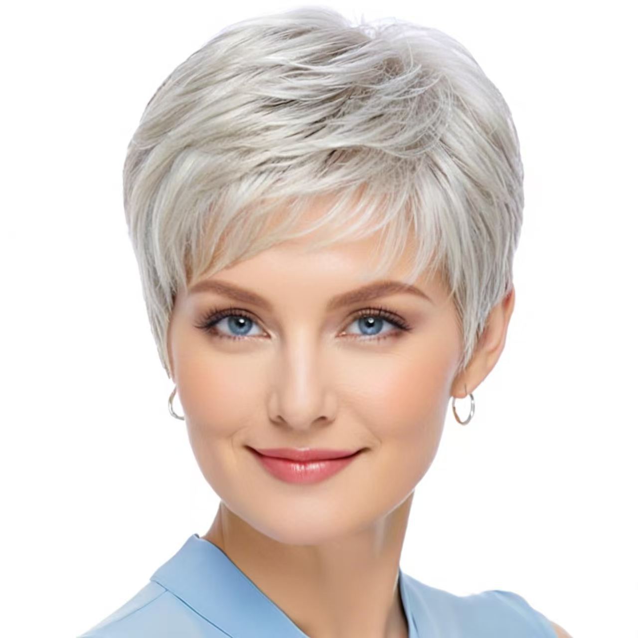 Wig European And American Womens Fashionable Short Gray Wig photo 4