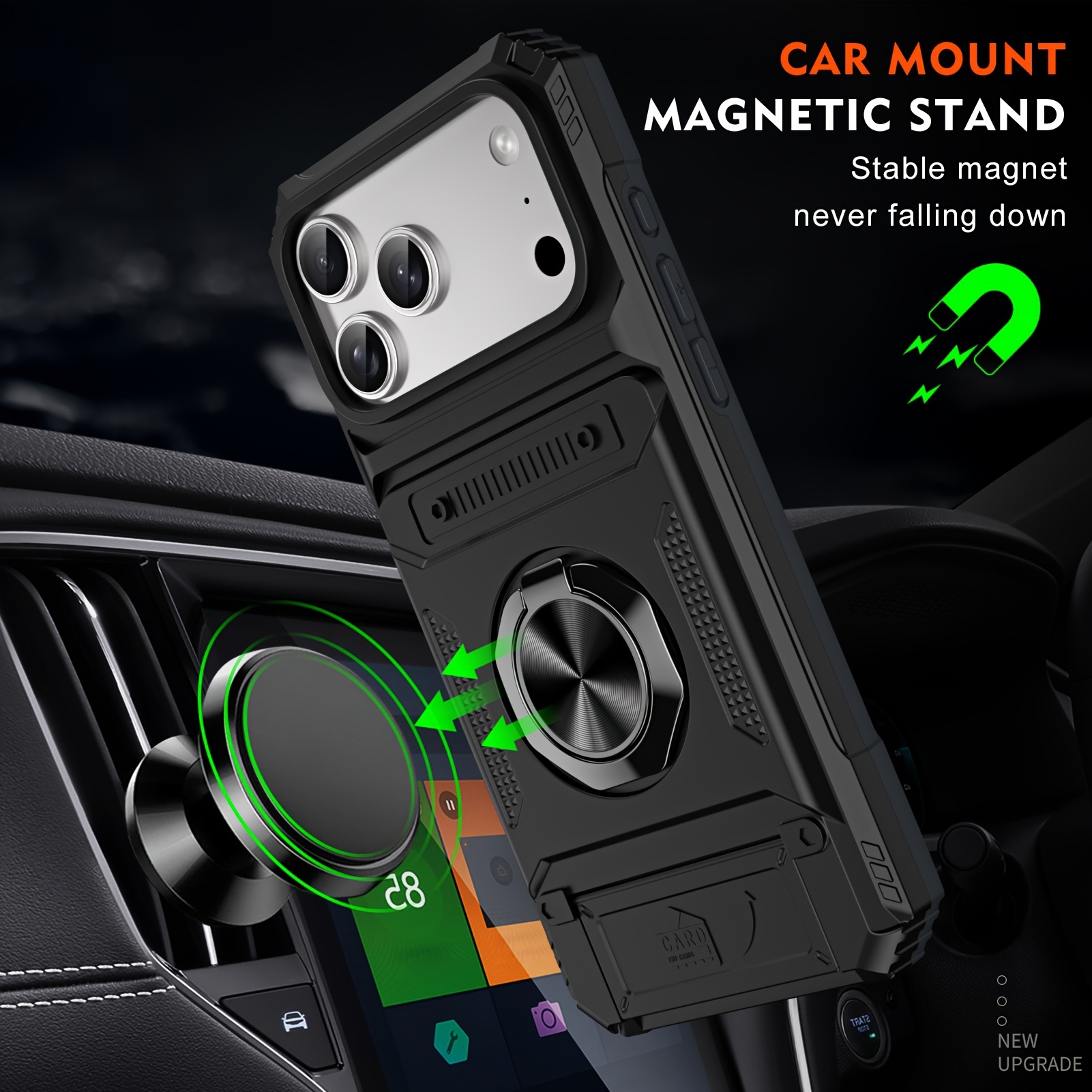 Metal-Plastic 2-in-1 Card-Slot Stand Phone Case photo 1