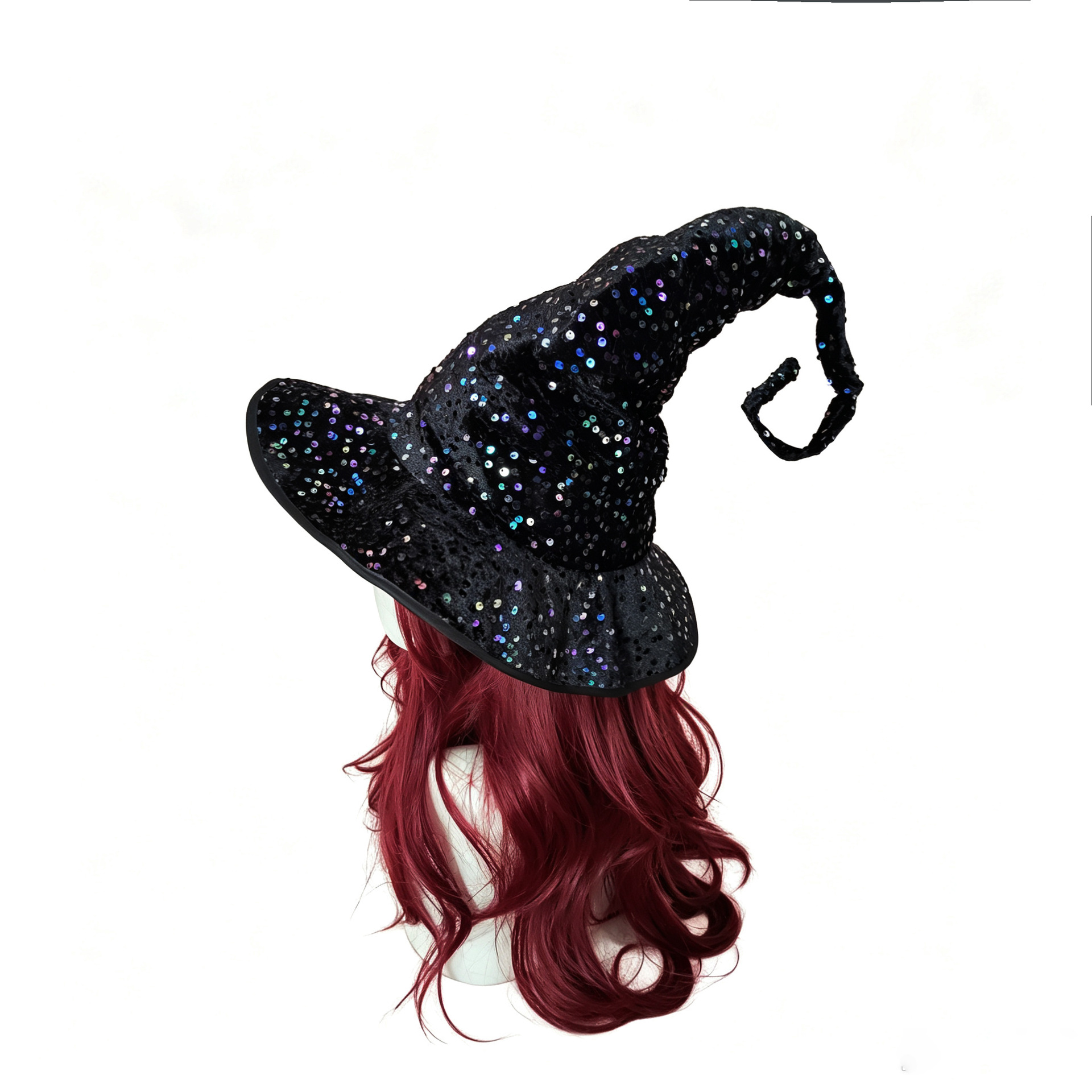 Halloween Sequin Witch Hat - Sparkly Costume Headwear for Holiday Party Decorations and Cosplay Accessories photo 2