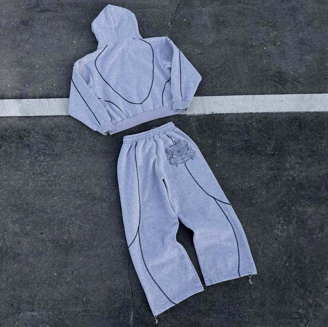 Street Hooded Cardigan Sweater Men's And Women's Same Loose Hooded Sweatpants Suit photo 5