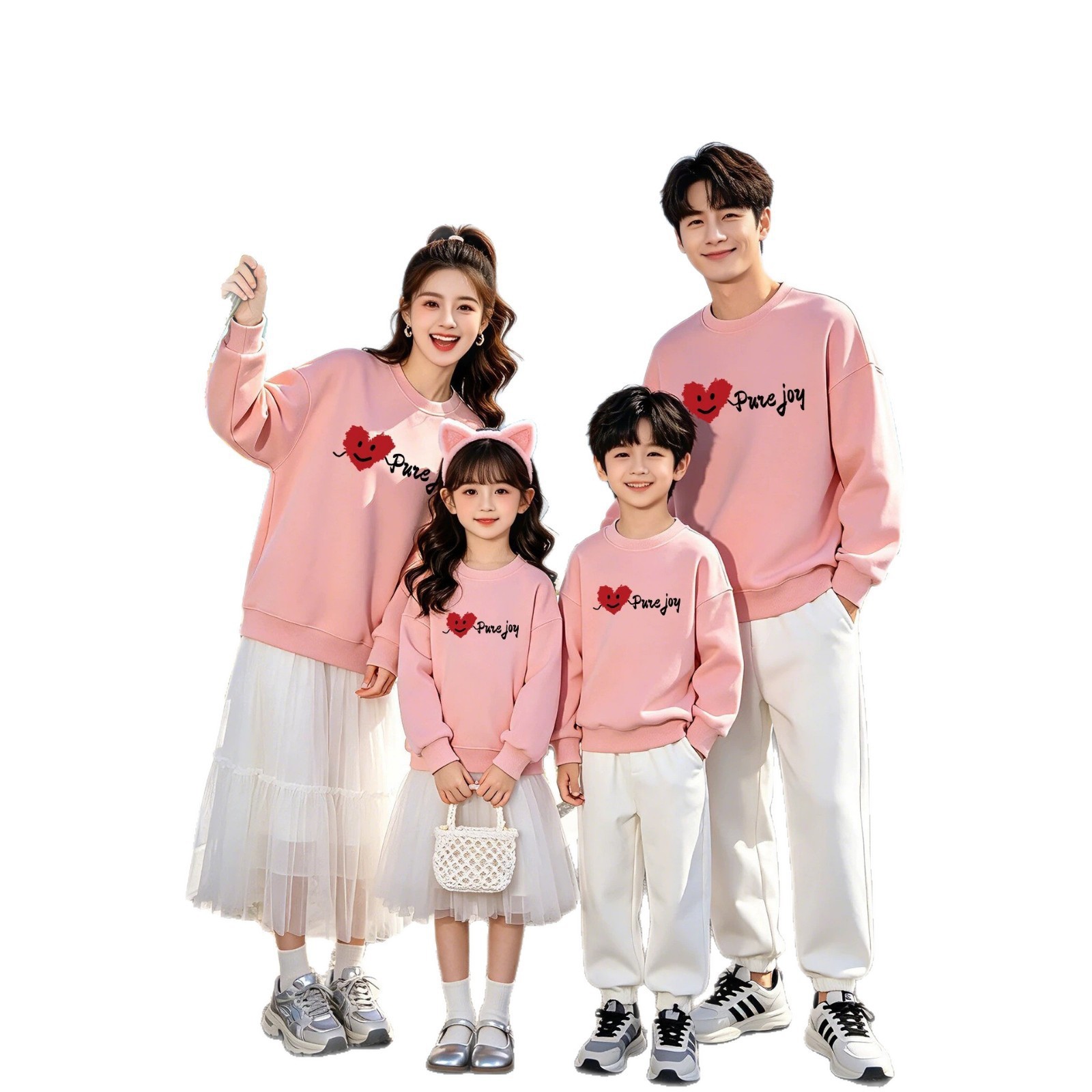 Sweatshirt With Heart And Smiley Print Family Matching Set photo 2