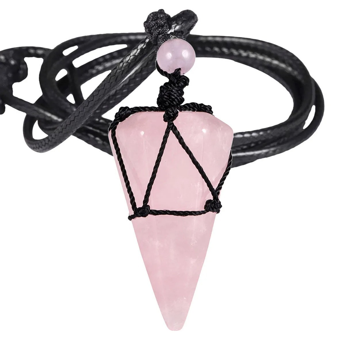 Natural Stone Three-Dimensional Hexagonal Pendulum Necklace photo 3