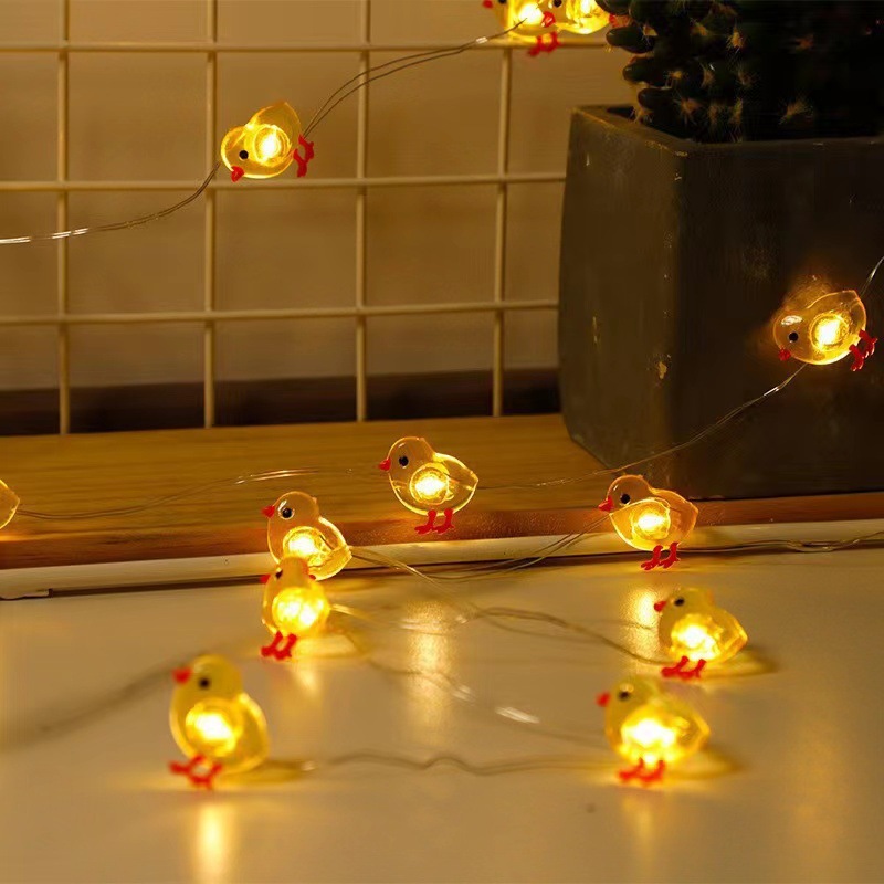 Rabbit Carrot Chick And Easter Egg Battery-Powered Copper Wire Lights For Easter Decorations photo 6