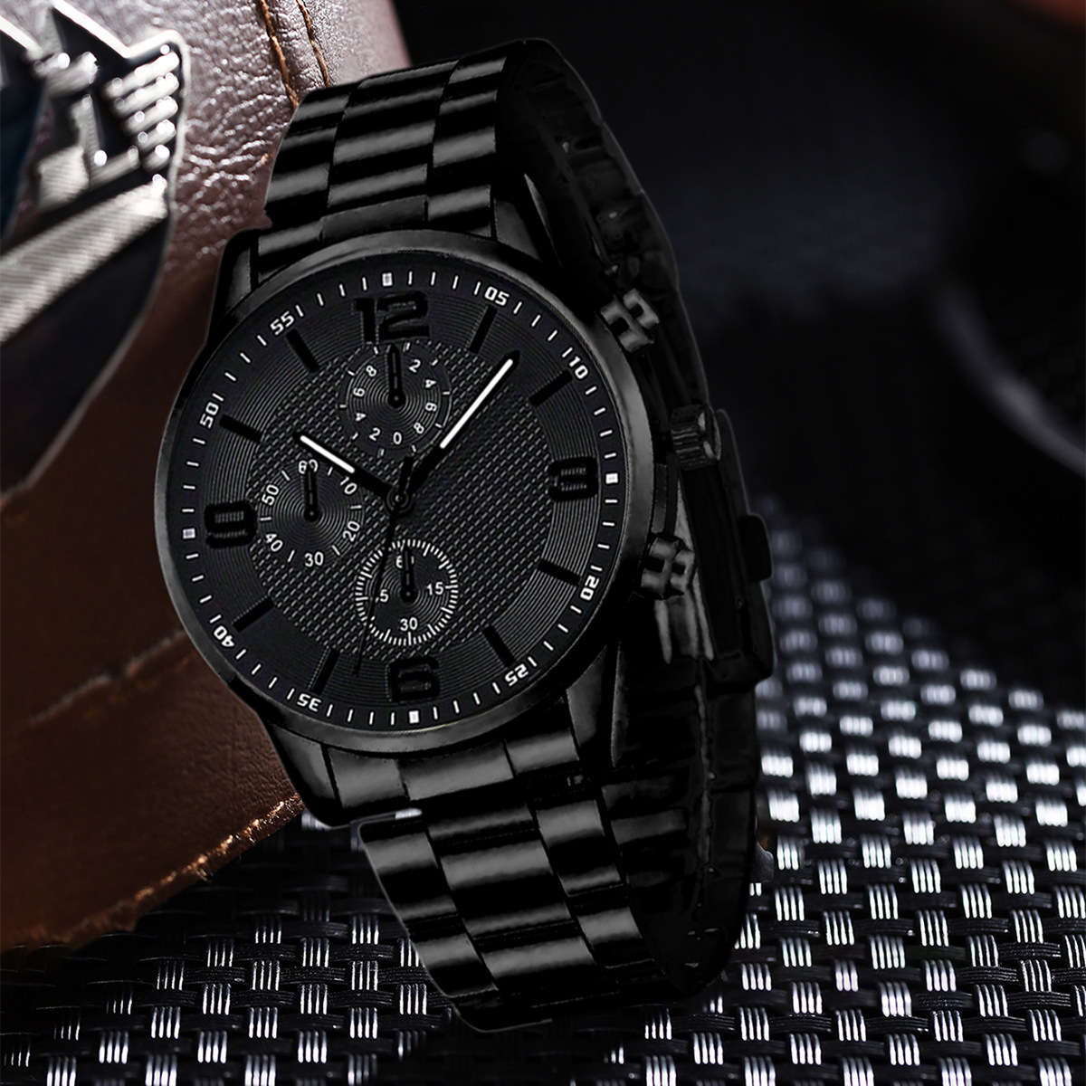 Three-Eye Digital Mens Watch Bracelet And Necklace Set photo 2