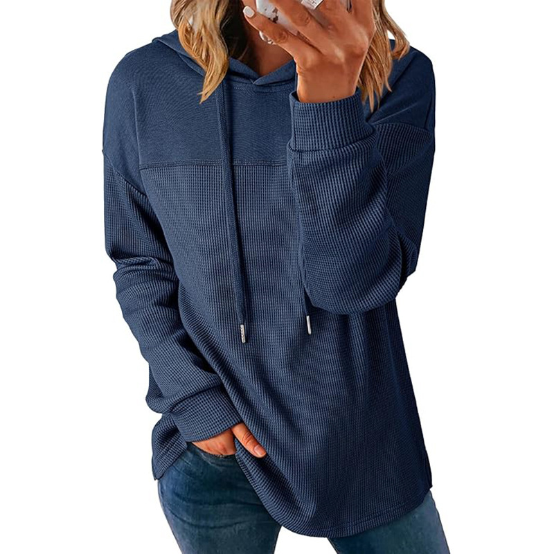Hooded Casual Waffle-knit Long-sleeve Sweatshirt photo 7