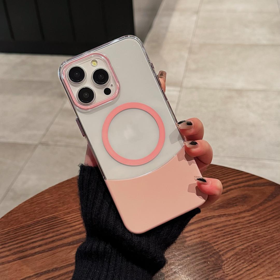 Phone Case Magnetic Up And Down Plug AF Transparent Stitching Two-color Protective Sleeve photo 3