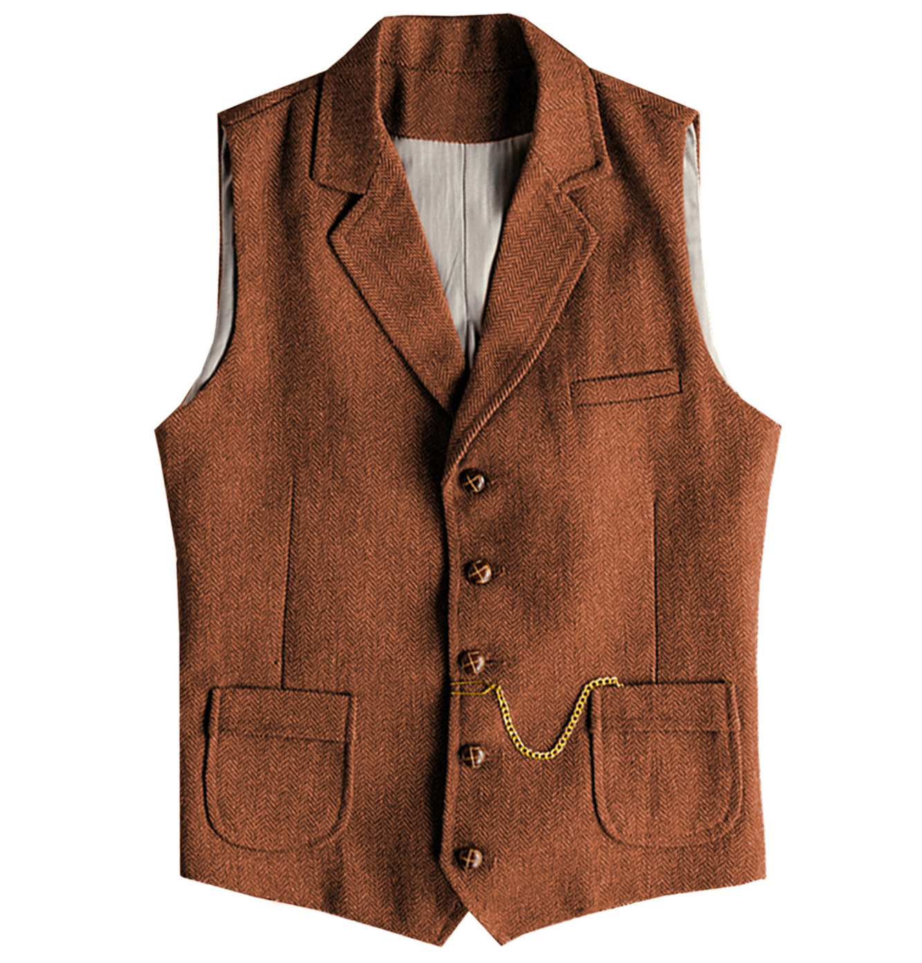 Mens New Herringbone Casual Vest photo 4