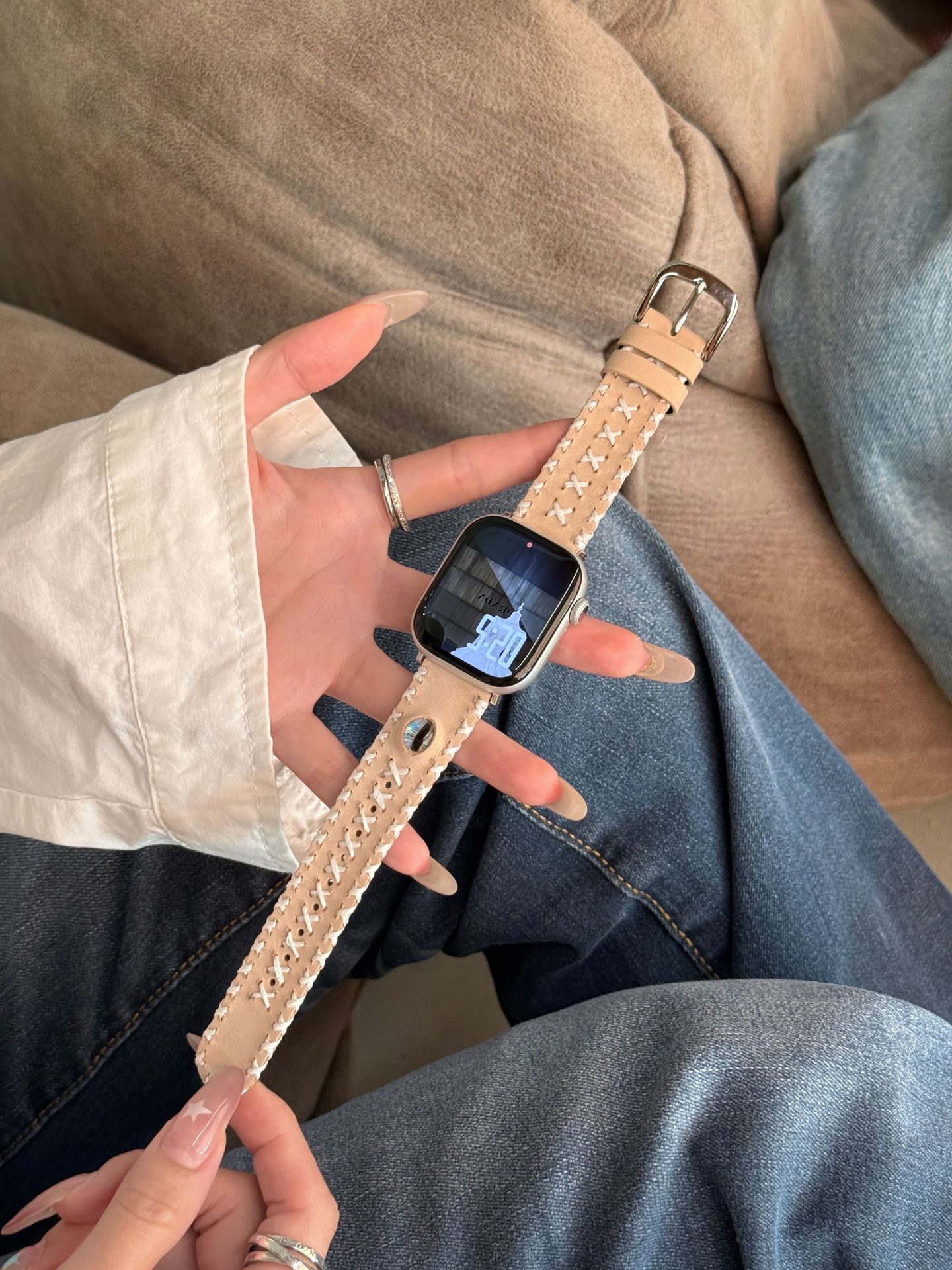 Fashionable Cat-eye Glazed Handmade Stitched Watch Strap photo 4
