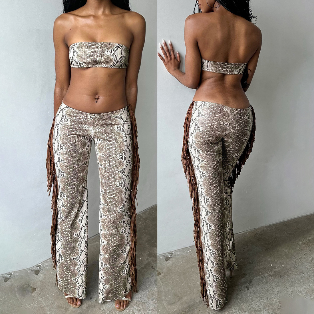 Custom Digital-print Tube Top And High-waisted Leggings Set photo 4