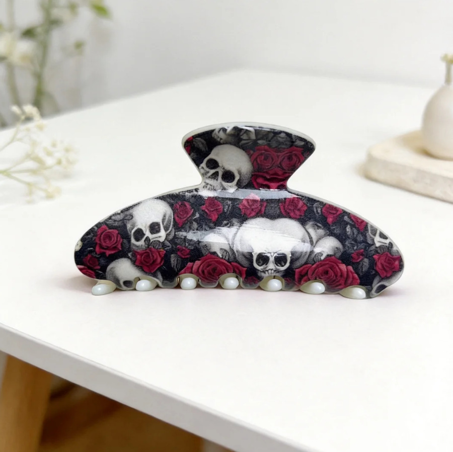 Colorful Skull And Flower Hair Clip Accessory photo 3