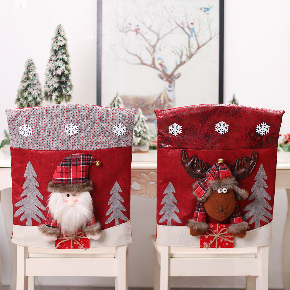 Decoration Three-dimensional Cartoon Chair Cover Santa Snowman photo 5