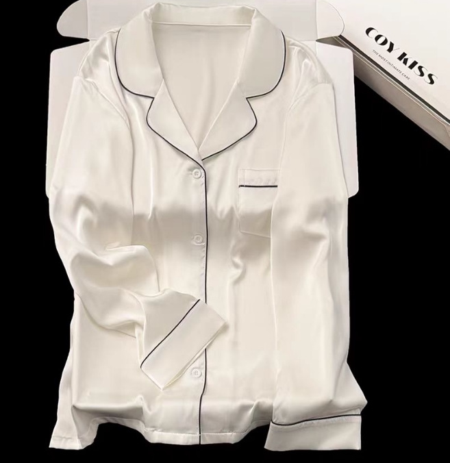 Mens Long-sleeve Long-pants Silk Pajama Set photo 2