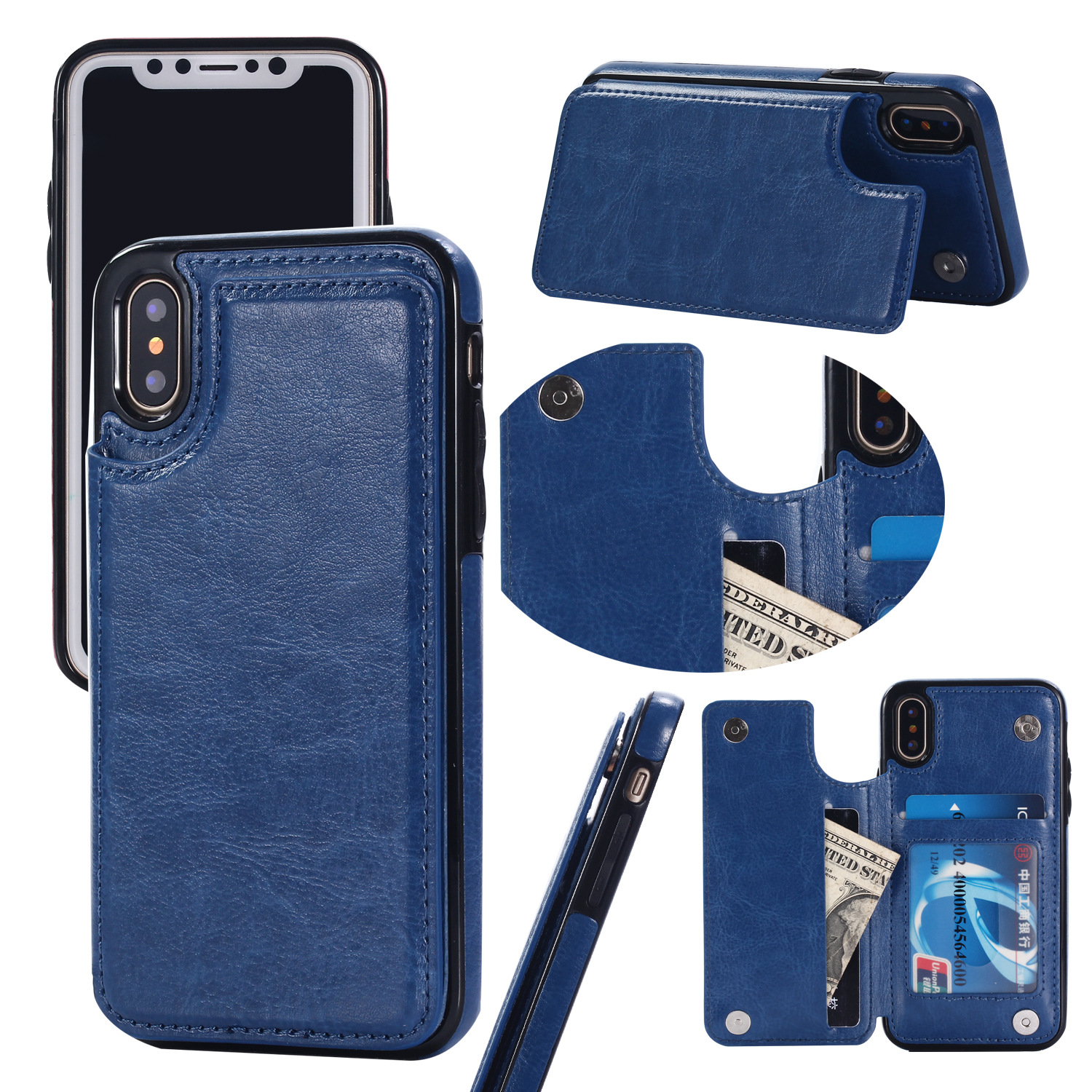 Split-style Women's Leather Case With Card Slots And Crazy Horse Texture Phone Shell photo 2