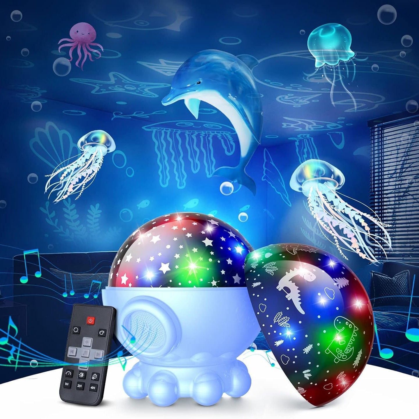 Octopus Starry Sky Light RGB Creative Remote Jellyfish Music Projection Lamp photo 1