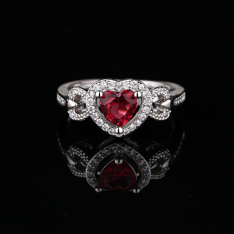 Women's Red Heart-shaped Wedding Ring Personalized Bracelet photo 1