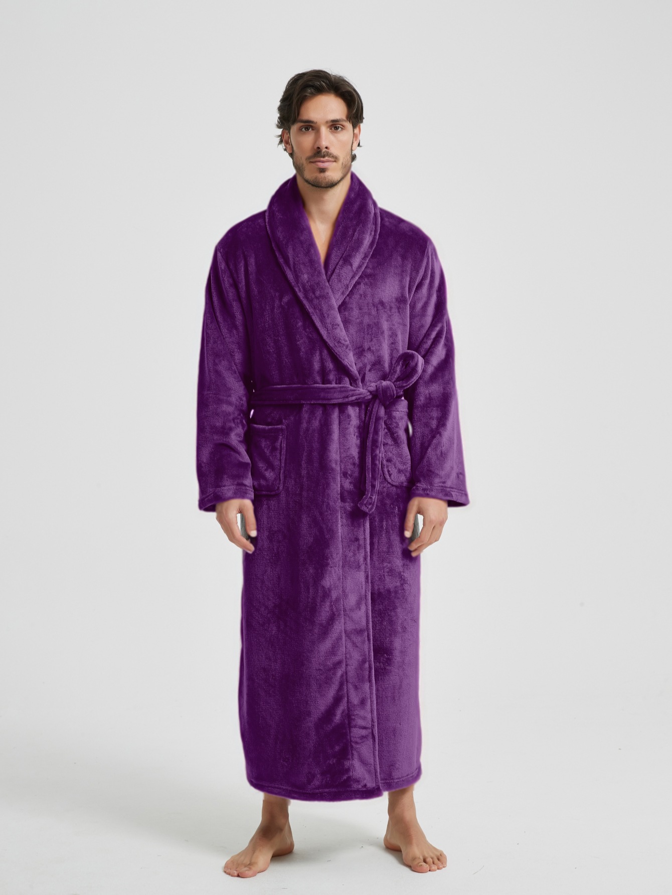 European And American-style Flannel Men's House Robe photo 6
