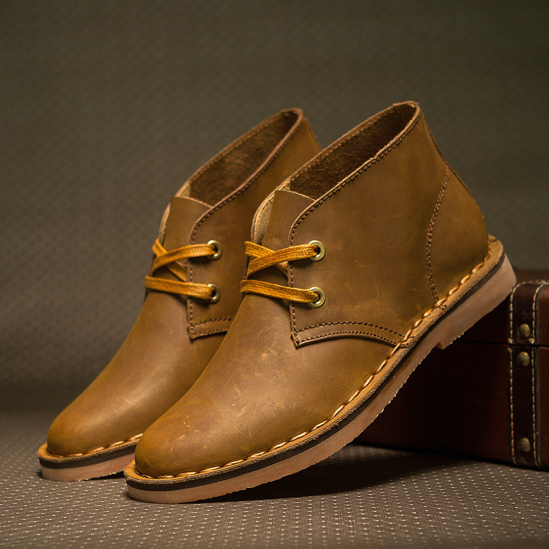 Second-layer Crazy Horse Leather Desert Boots Cross-border Vintage Mens Leather Boots photo 1