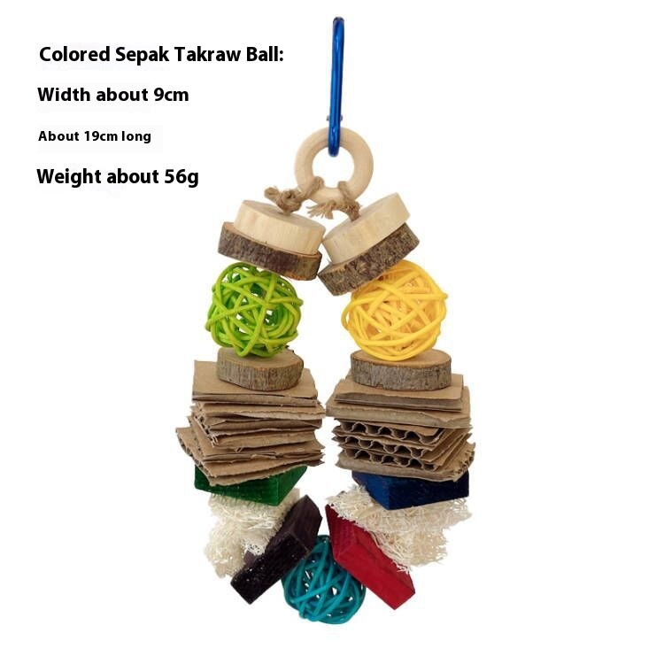 Colorful Wooden Hanging String Rabbit Hamster Molar Vine Bal Parrot Toys photo 6