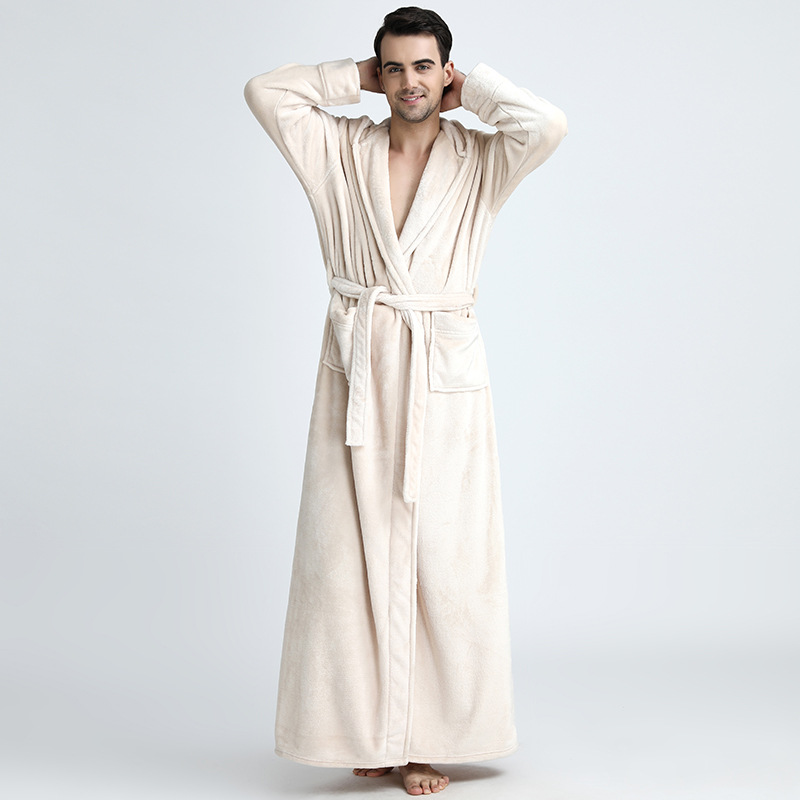 Mens Winter Hooded Thickened Long-Style Nightgown photo 4