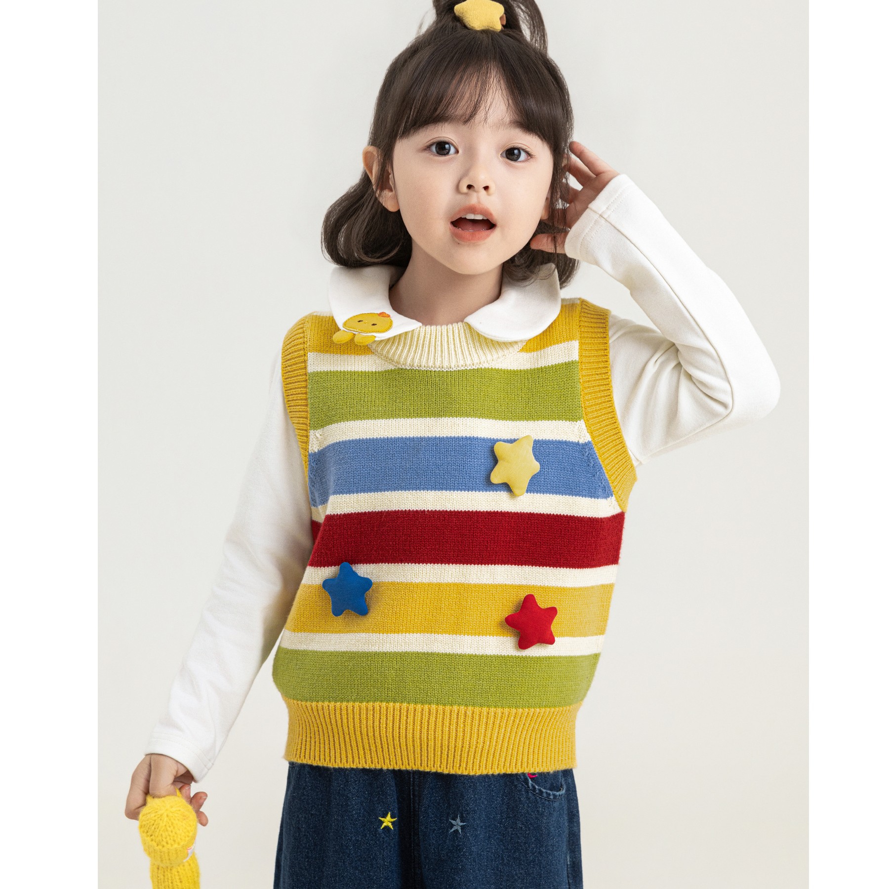 Children's Colorful Striped Knitted Vest photo 5