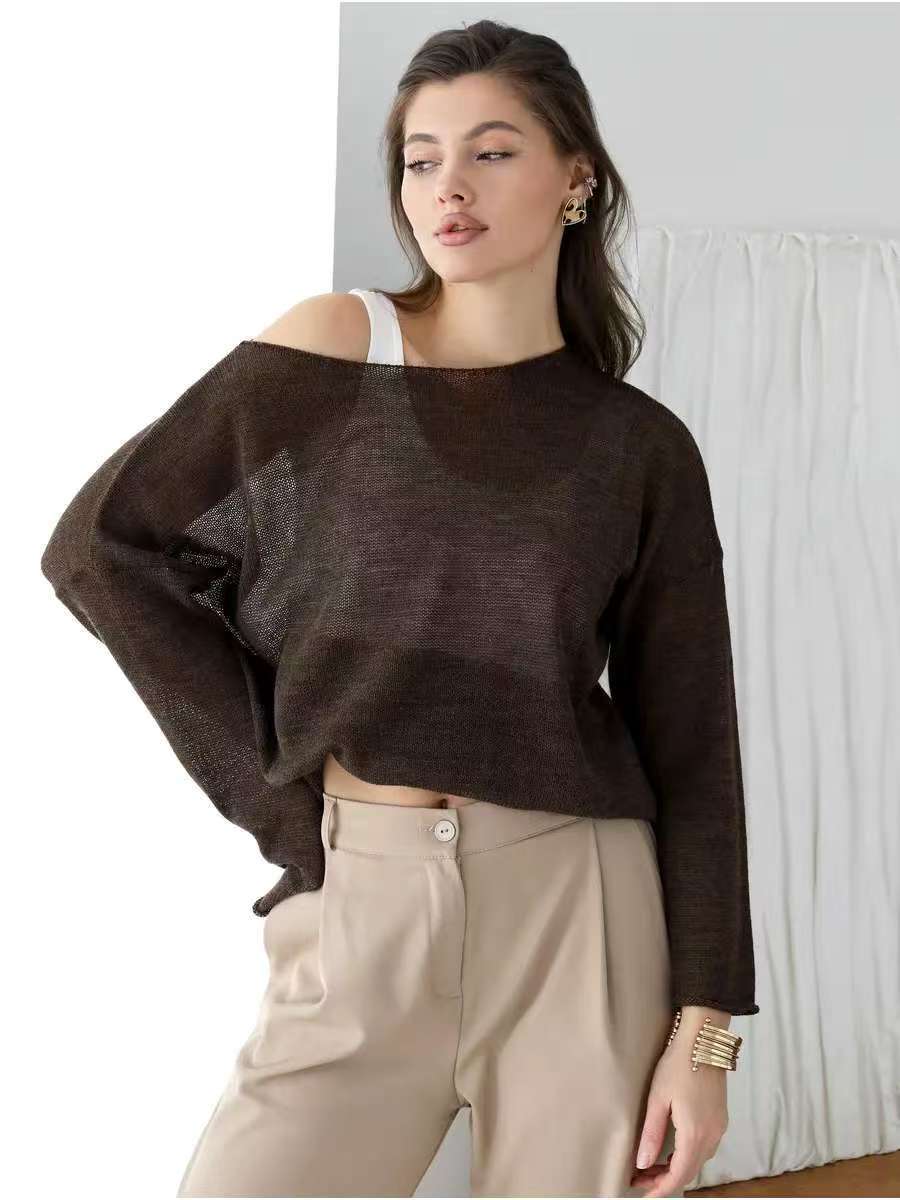 New Women's See-through Openwork Knit Sweater photo 4