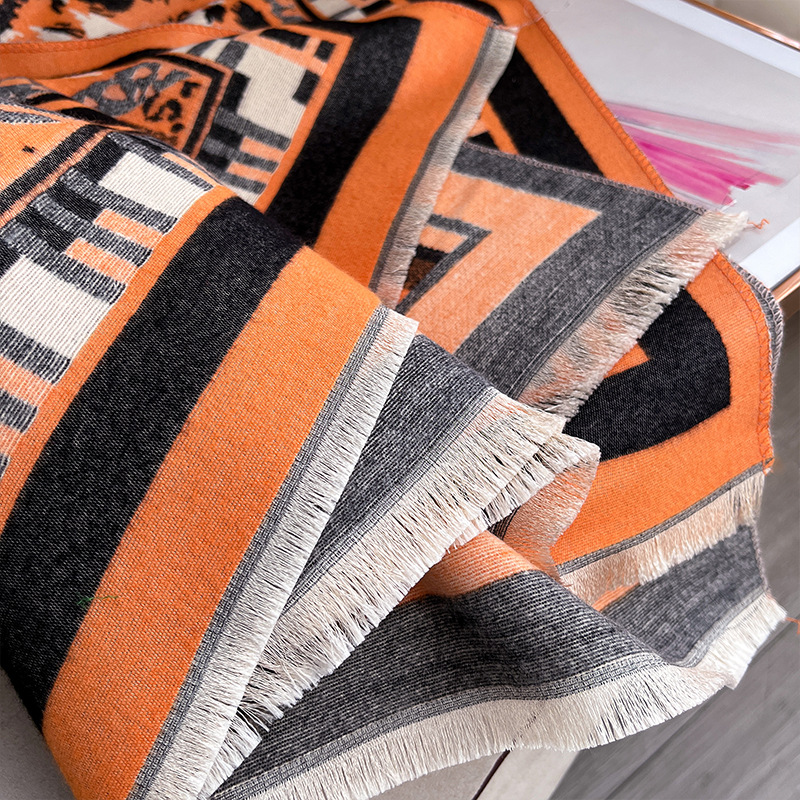 Leopard-print Zebra Jacquard Shawl Double-sided Scarf photo 5