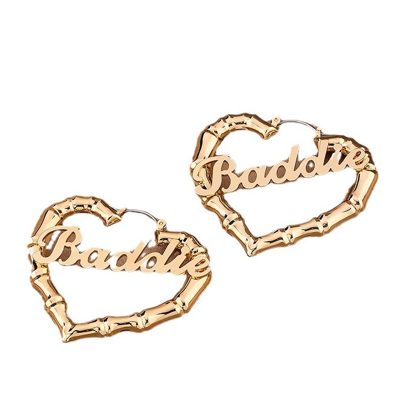 Geometric Heart-shaped Hollow Bamboo-section Earrings For Women photo 5