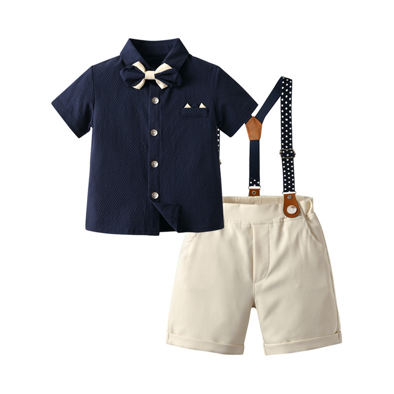 British-style Formal Suit Boys Short-sleeved Suspender Pants Mens photo 2