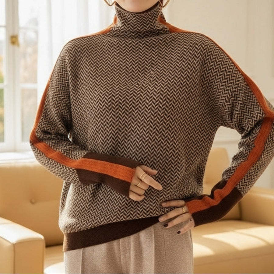 Retro-patterned Contrast-color Bottoming Shirt photo 7