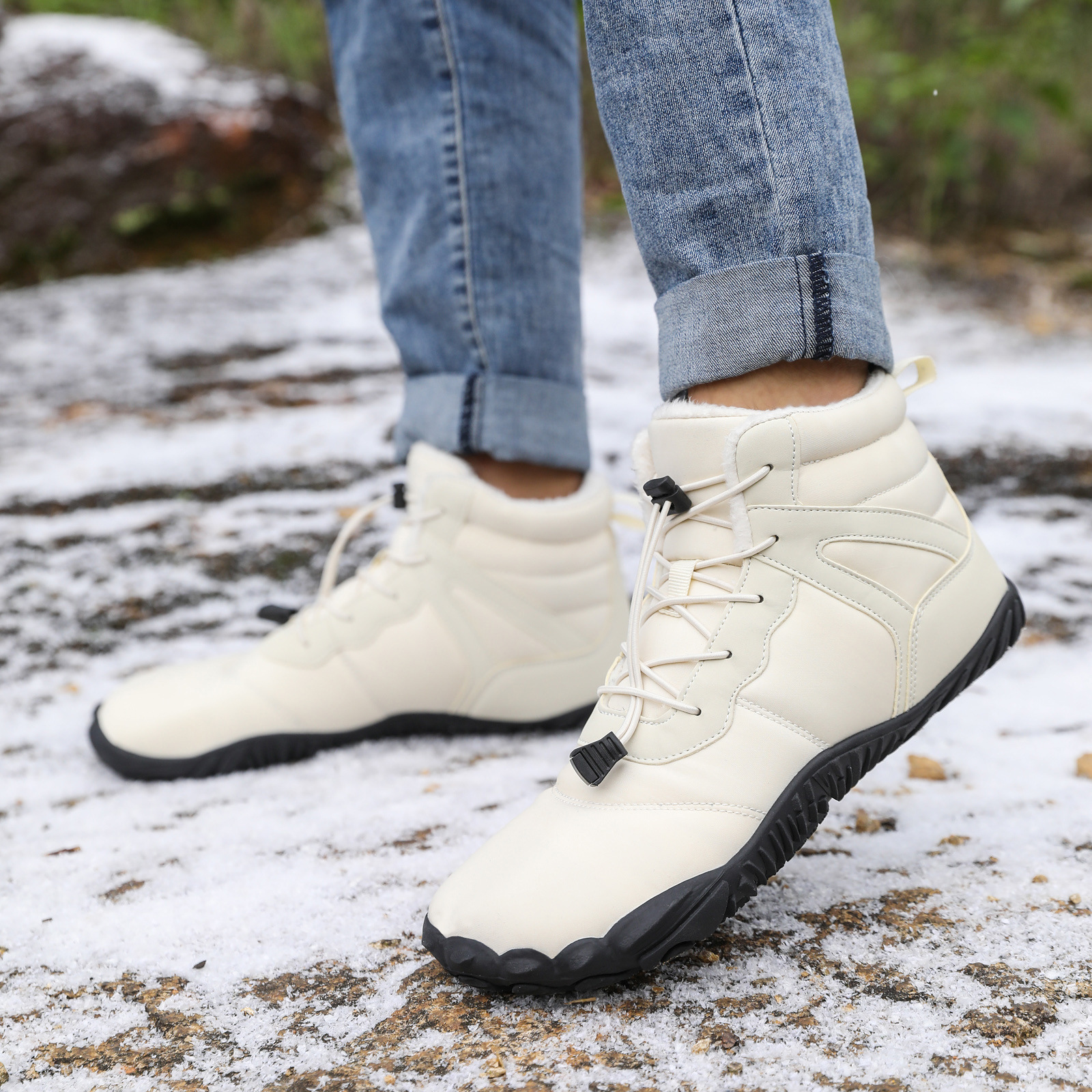 Five-finger Cotton Shoes Non-slip Snow Boots Waterproof Fleece-lined photo 7