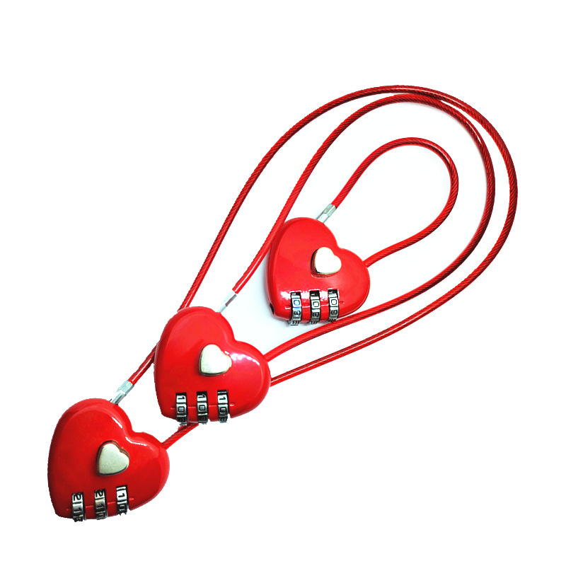 Peach Heart Long Wire Rope Love Lock photo 5