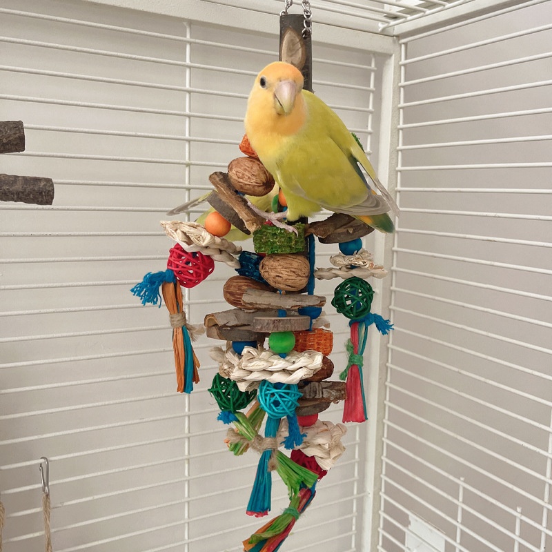 Parrot Toy Bird Decompression Relieving Stuffy Natural Material Tearing Toy Color String Combination photo 1