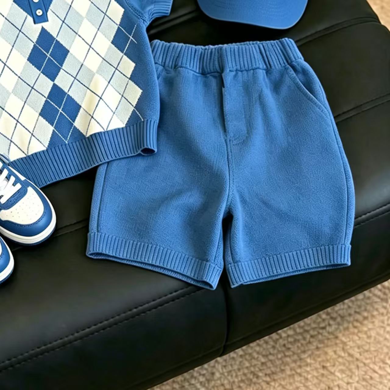 Crew-neck Short-sleeve Knit Top And Childrens Shorts Two-piece Set photo 3