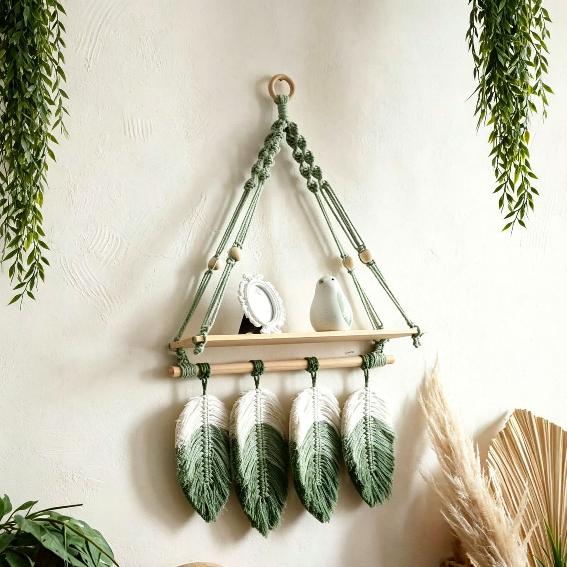 Bohemian-style Rope-woven Wall-mounted Shelf photo 1