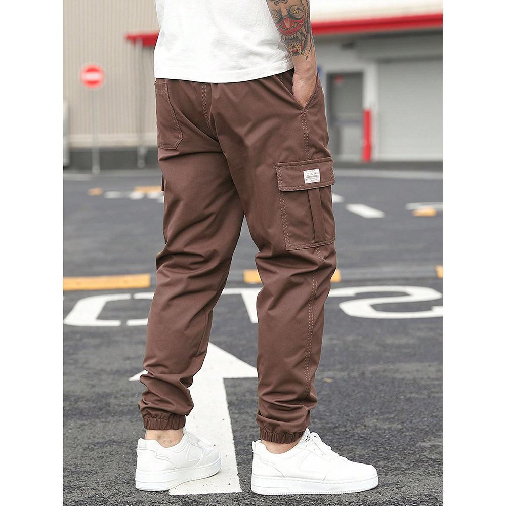Men's Retro Drawstring Multi Pocket Workwear Casual Pants photo 7