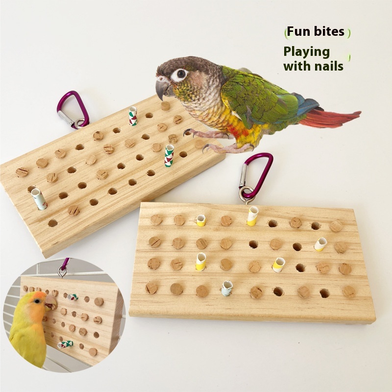 Parrot Toys Training Decompression Hanging Solid Wood Keyboard Toy photo 6