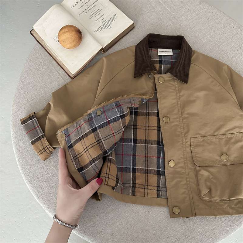Spring Boys' And Girls' Korean-Style Trendy Plaid Patchwork Jacket photo 2