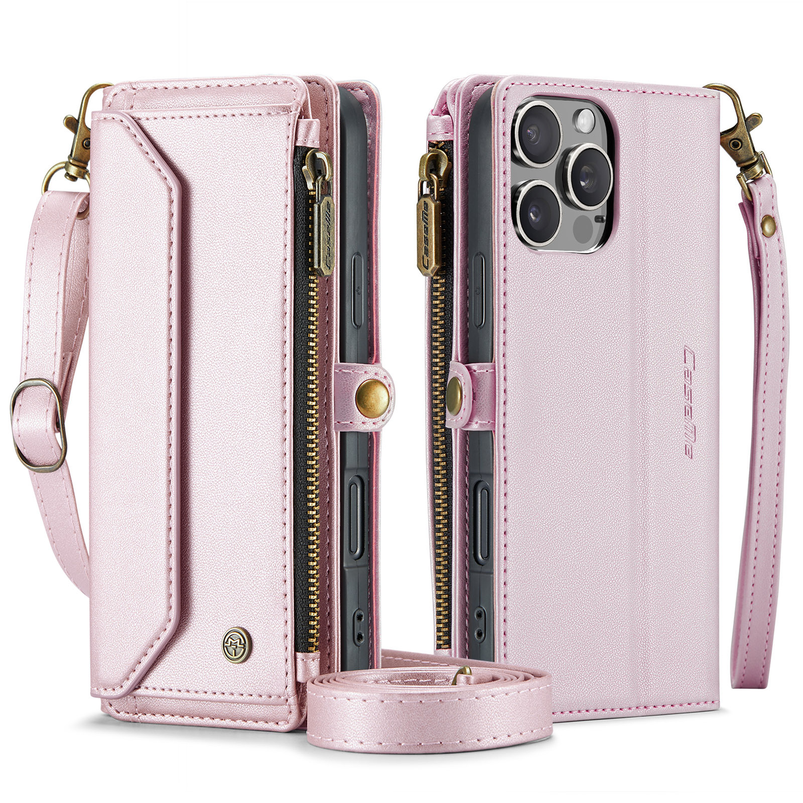 Multifunctional Solid-color Zippered Wallet Phone Case photo 2