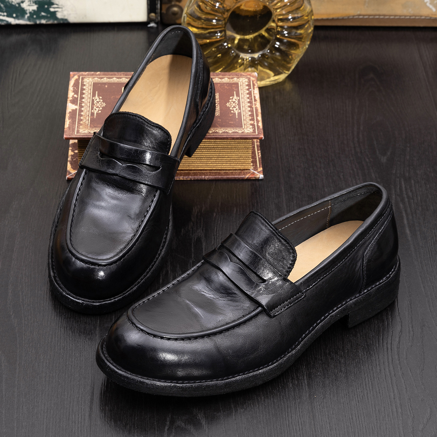 Gun Same Style Black Loafers Boys Lazy photo 2
