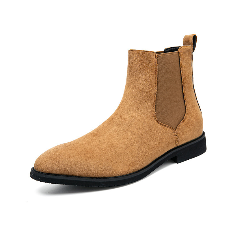 Velvet-lined British-style Pointed-toe Trendy Casual Slip-on Work Leather Boots photo 6