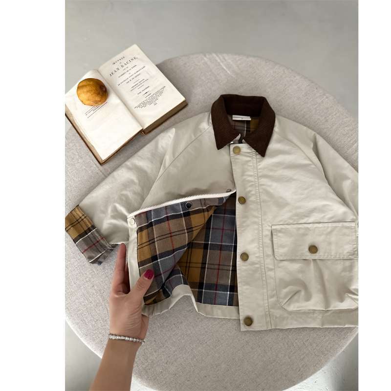Spring Boys' And Girls' Korean-Style Trendy Plaid Patchwork Jacket photo 3
