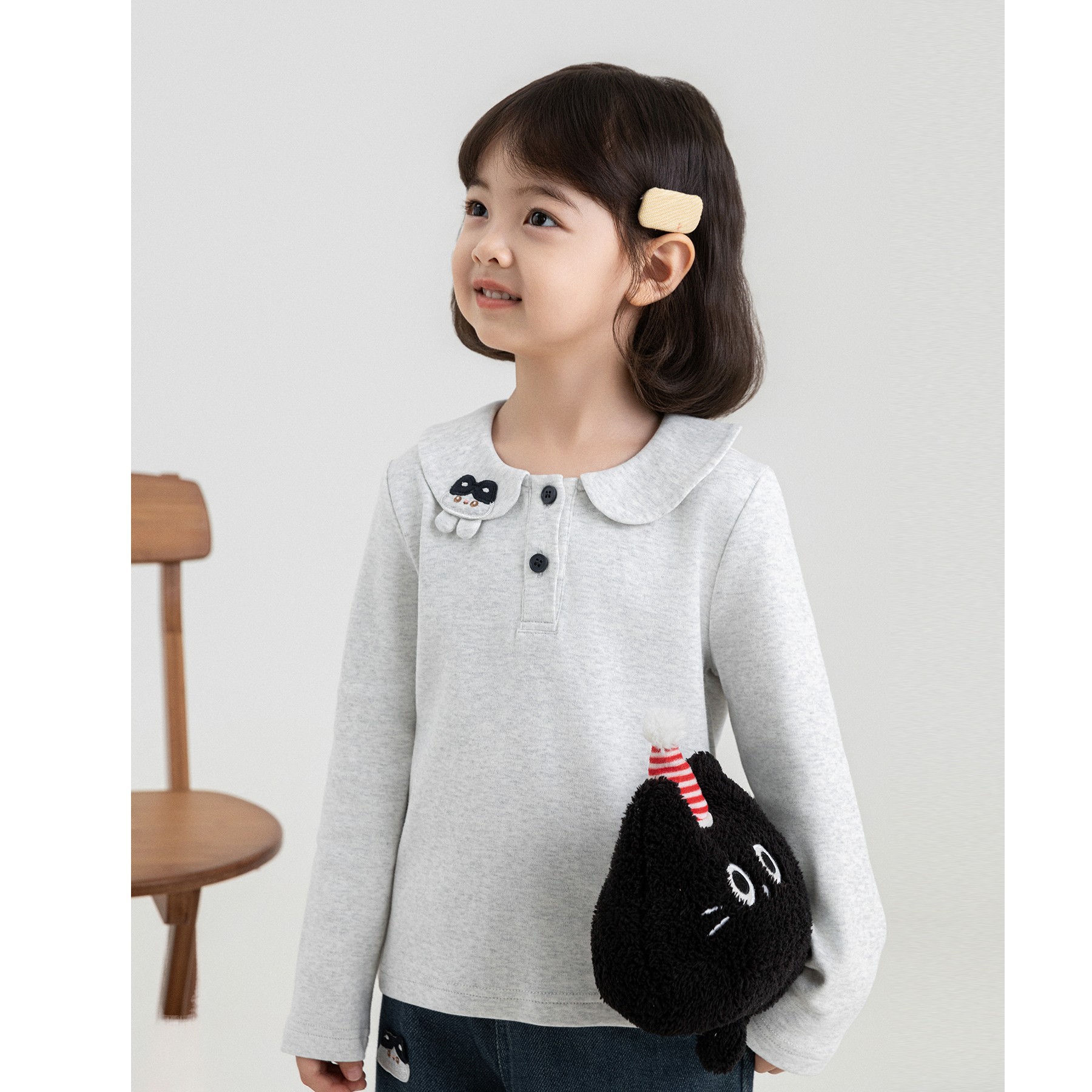 Girls' High-Elastic Embroidered Solid-Color Top photo 5