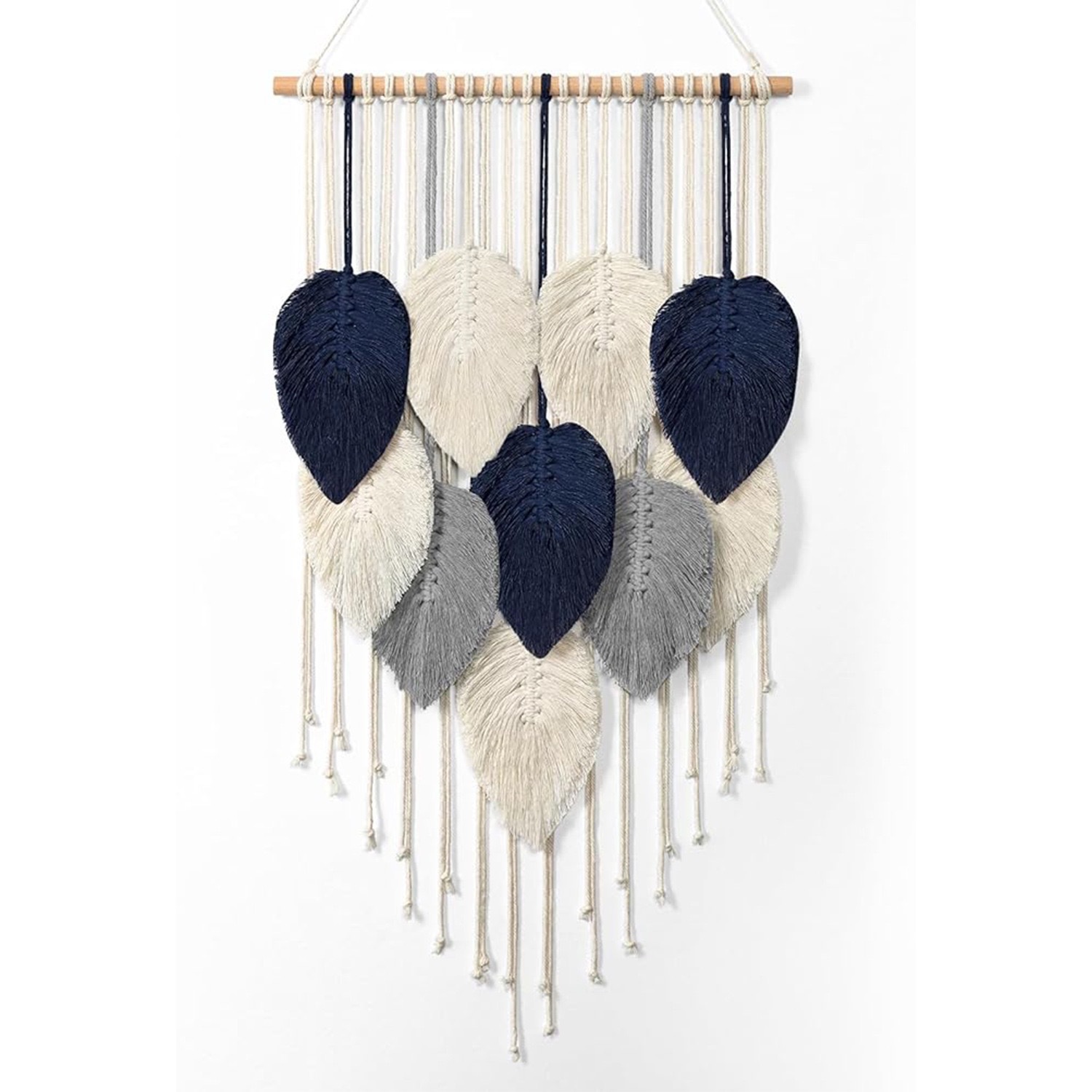 Handwoven Colorful Leaf Tassel Wall Hanging Tapestry - Boho Macrame Decor for Living Room Bedroom Entryway Background Wall photo 2