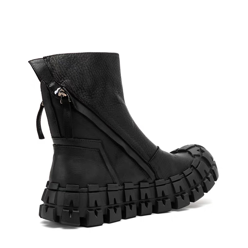 British-style Gear-patterned Thick-soled Mens Leather Boots photo 4